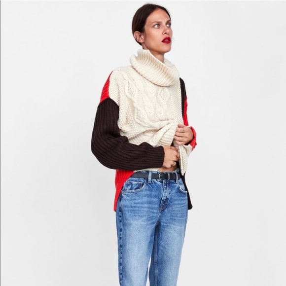 Zara Chunky Colorblock Cable Knit 